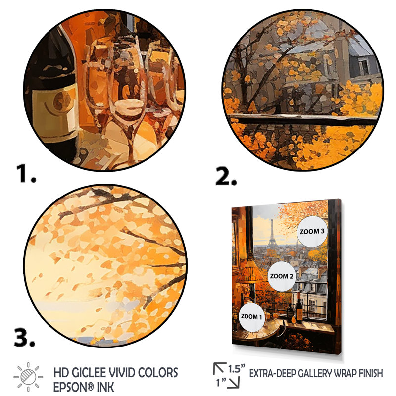 «Retro Paris Window View 4 - City Paris», art mural, Cadre simple noir, H 44 po x l 34 po x P 1,5 po