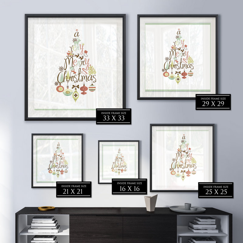 « christmas tree word play », reproduction de photo sur toile tendue, H 26,5 po x l 26,5 po x P 1,5 po, Cadre plastique noir