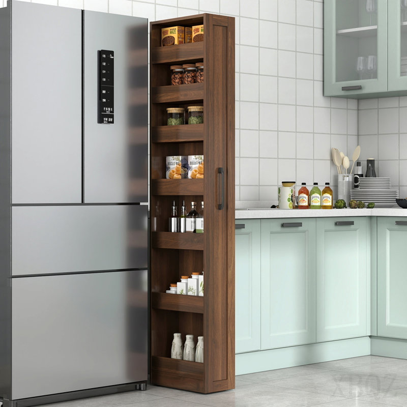 Étagère ouverte 7 côtés à 7 niveaux avec rangement coulissant et multi-fonctions pour la cuisine, le salon et les espaces étroits