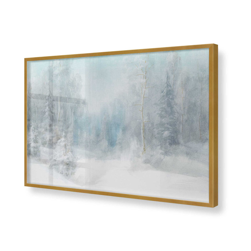 Imprimé sérénité «Snowy Woodland», Cadre doré poli, H 13,25 po x l 17,25 po