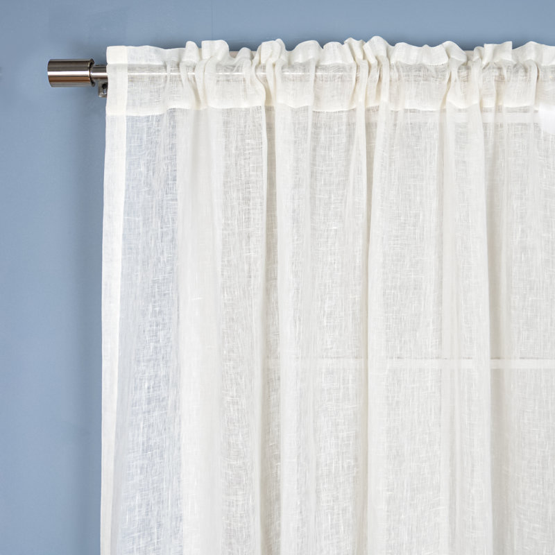 Larkin Linen Sheer Single Curtain Panel Panel, 52" W x 84" L, Ivory