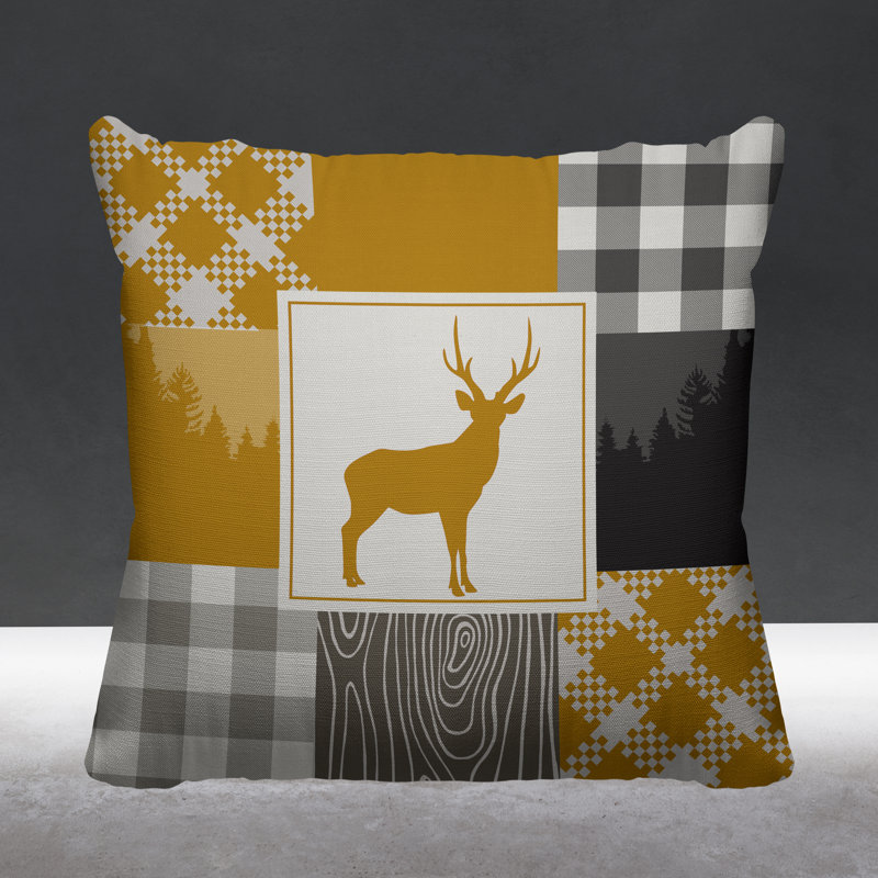 Coussin intérieur / extérieur Range Trees Cabin, 19 po x 19 po, Jaune, Carré