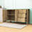 Modern Sideboard Buffet Cabinet with Wave-Pattern Doors, Storage Drawers, Hooks and Adjustable Shelf-845367328