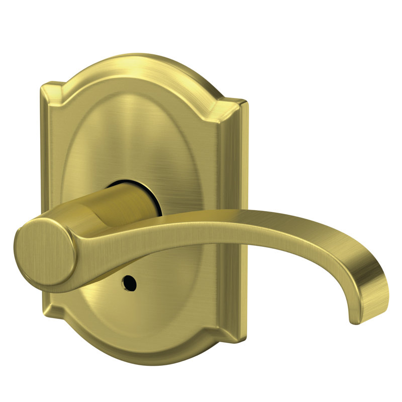 Custom Whitney Non-Turning Lever with Camelot Trim, Satin Brass