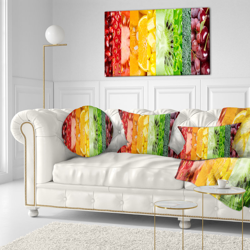 Coussin lombaire à fleurs et à collage à baies fruits vegie