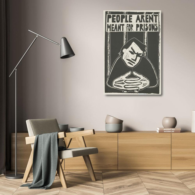 "Les gens ne sont pas faits pour les prisons" par Rachael Romero - Art mural sur toile tendue avec châssis, H 24 po x l 17 po