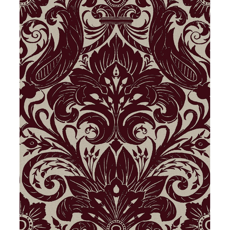 Llewelyn-Bowen - Off The Wall Damask Fabric Wallpaper Roll, Red