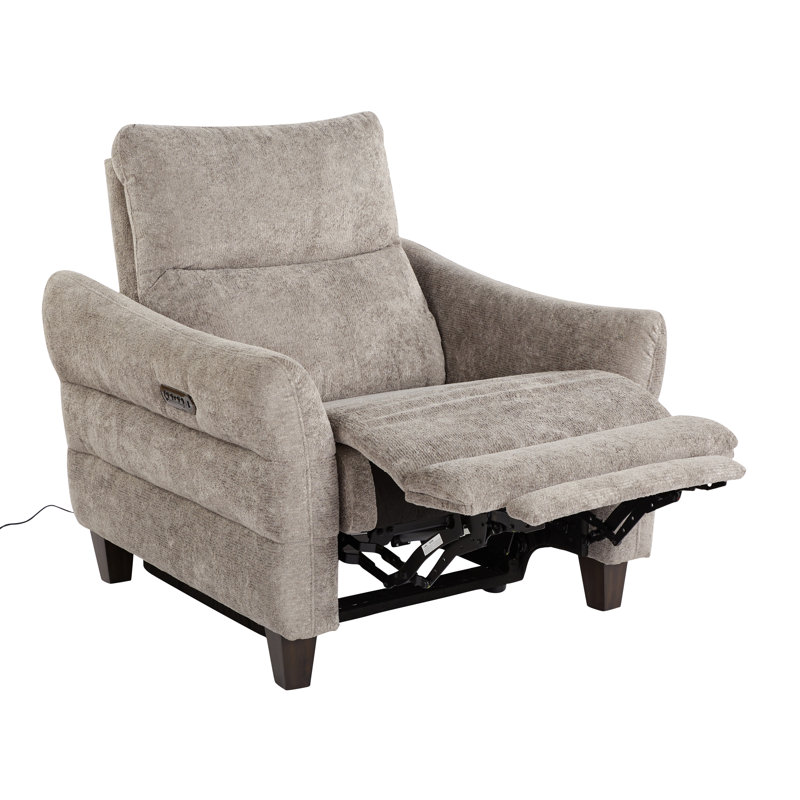 Rasco Upholstered Power Recliner, Gray