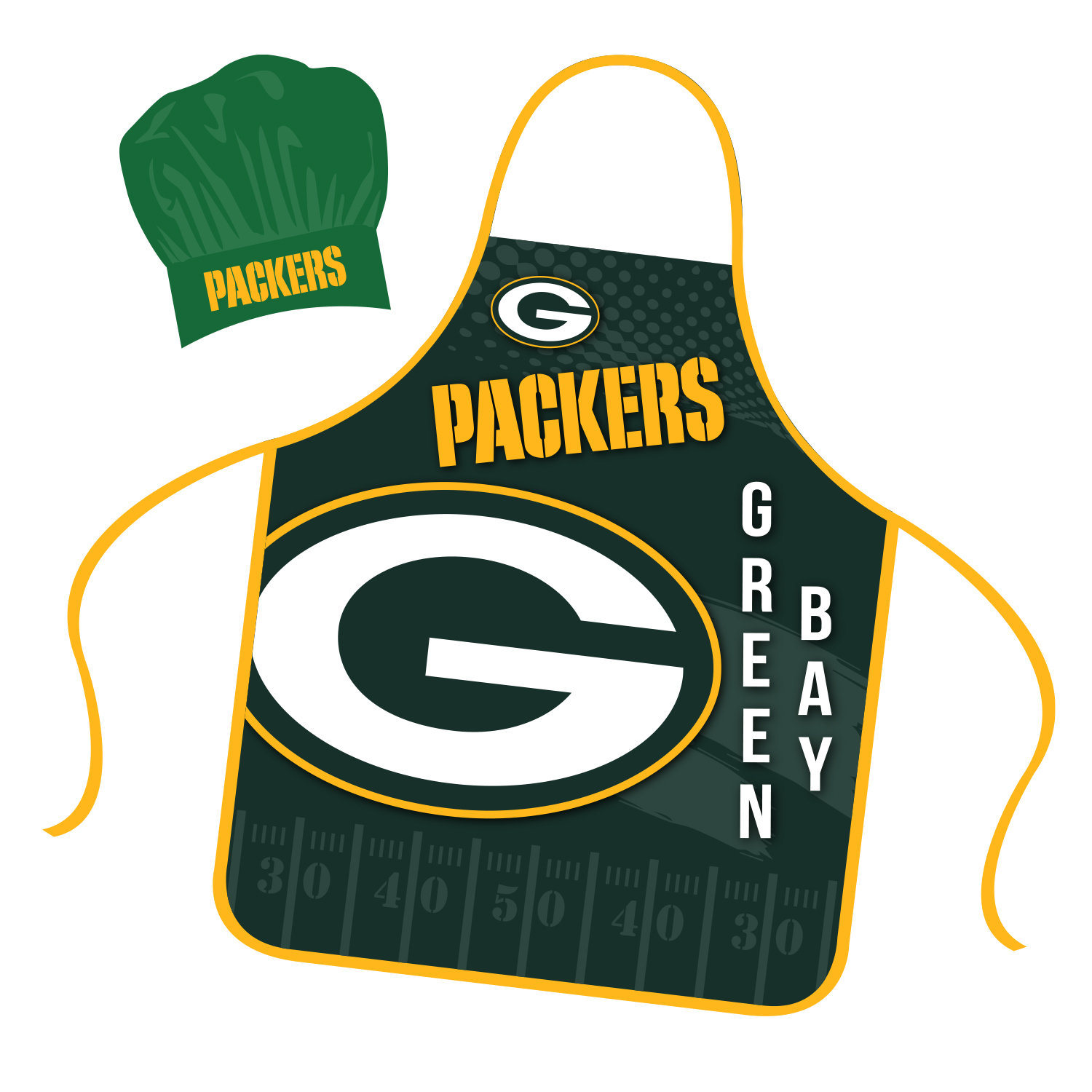 Team Sports America Green Bay Packers Green Cotton Grilling Apron