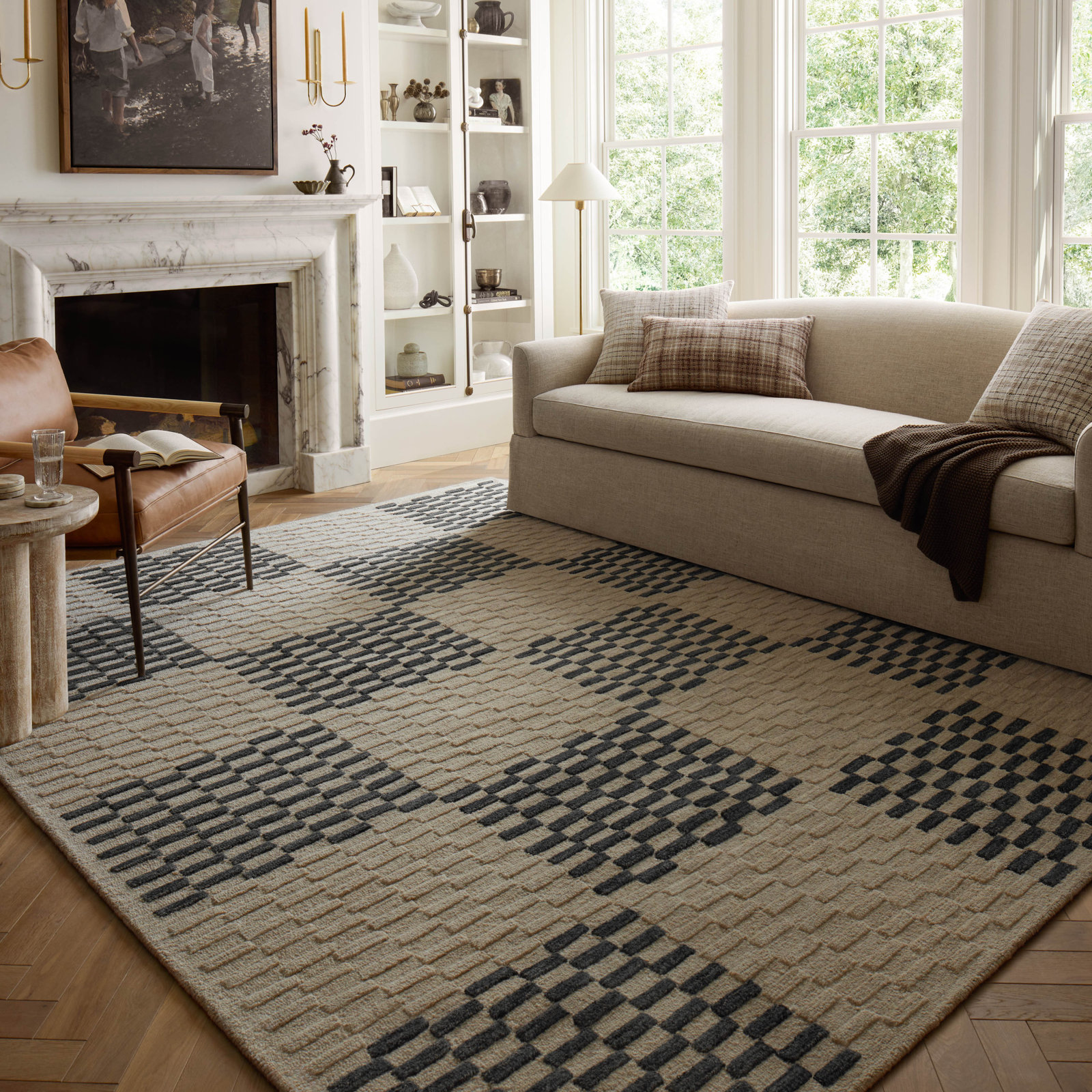 Chris Loves Julia x Loloi Bradley Beige Midnight Rug, Rectangle 7'9" x 9'9"