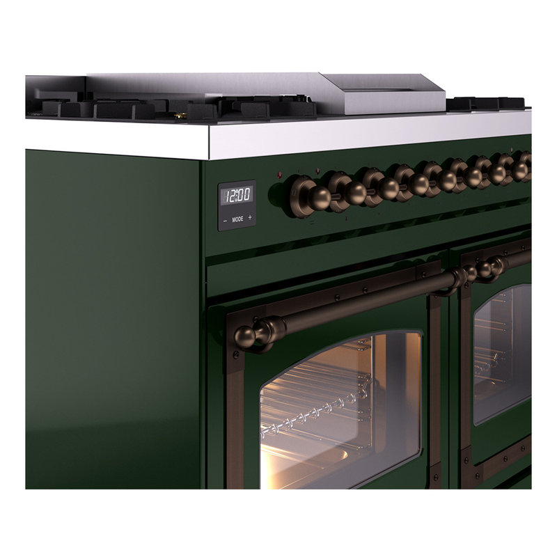 ILVE Nostalgie II Noblesse 40 in Dual Fuel Range, Emerald Green/Bronze, Natural Gas