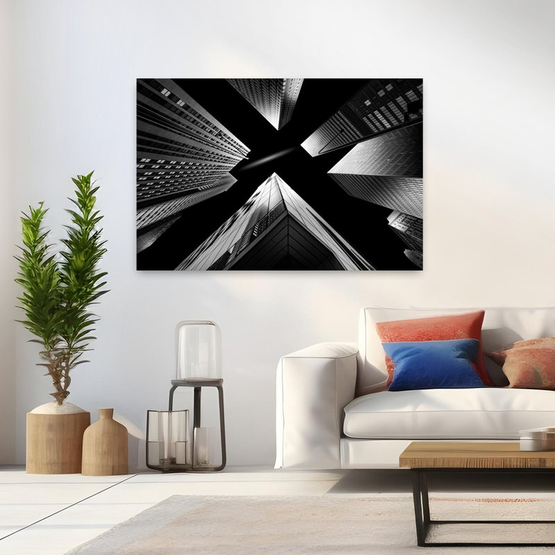 Abstrait, architecture contemporaine, art mural ville, H 32 po x l 48 po