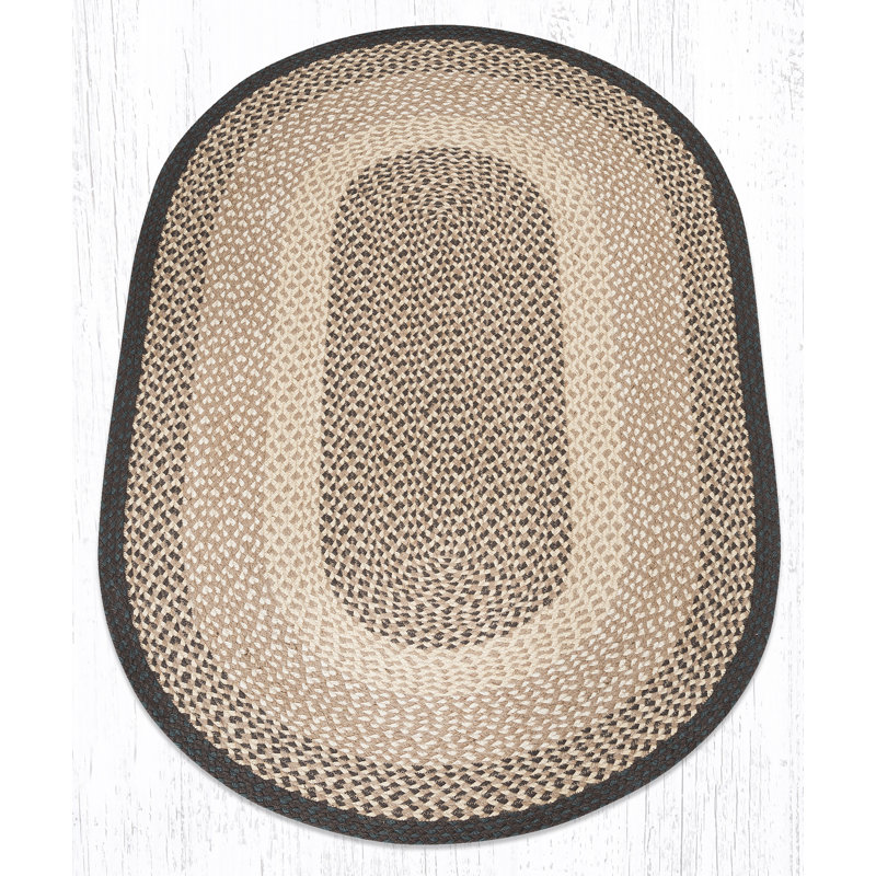 Earth Rugs Oval Braided Rug – Chocolate & Natural Tones, Handcrafted Jute Rugs, Oval 3' x 5'