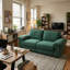 Canapé compact en velours vert avec rangement caché, causeuse 2 places pour petit appartement et studio-392763716