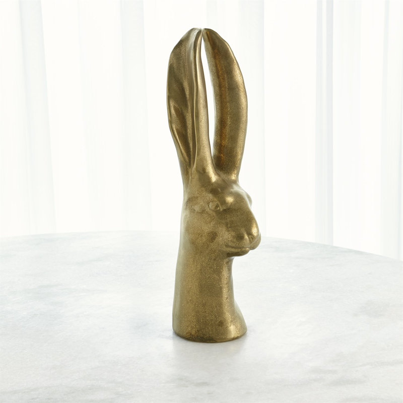 Rabbit Figurine, 12.5" H x 5" W x 4.5" D, Matte Silver