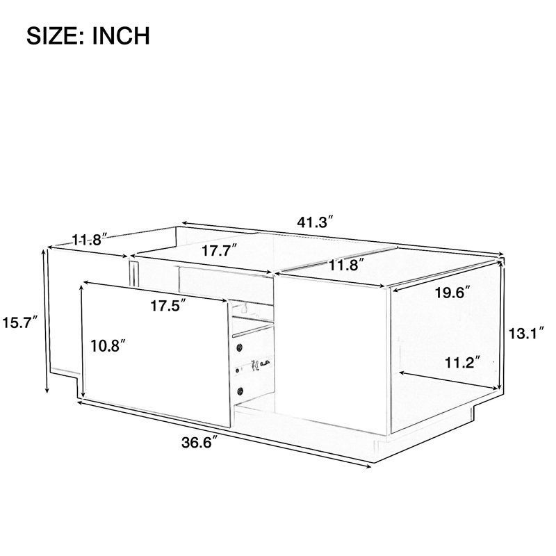 Coffee Table With Storage, Black