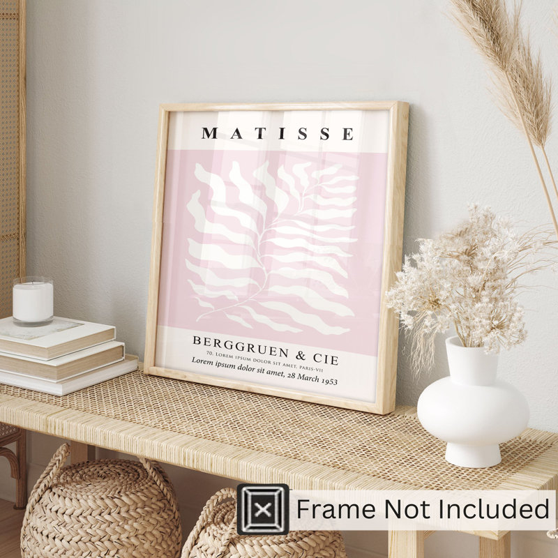 «Botanical Henri Matisse», reproduction d'art moderne rose sans cadre, H 24 po x l 24 po