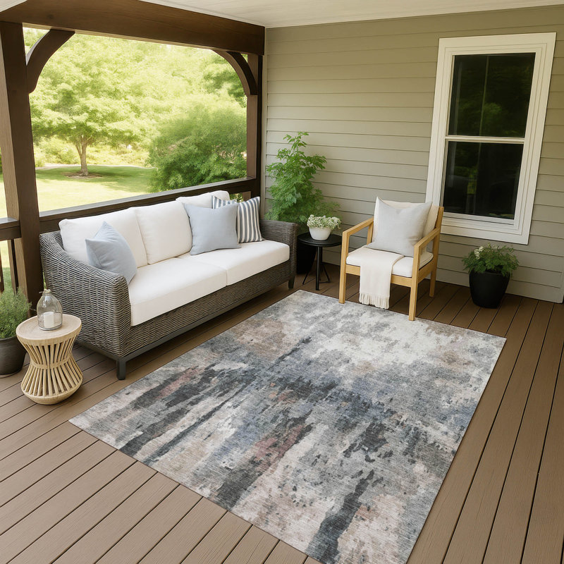 Machine Washable Indoor/Outdoor Pablo ACN2284 Abstract Rug, Rectangle 5' x 7'6"