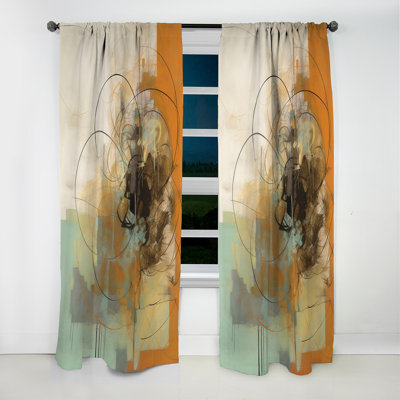 Yellow Orange Captivating Liquid Ink - Abstract Marble Marble Blackout Curtain - 1 Panels