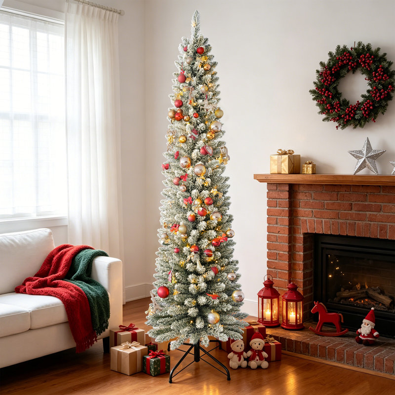 Arbre de Noël artificiel en flocons pré-éclairé, 6.5' H