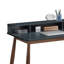 Bureau gris de style moderne du milieu du siècle avec 3 casiers ouverts, pieds en bois, dimensions pour l'écriture : 109 cm (l) x 60 cm (p) x 87 cm (hauteur).