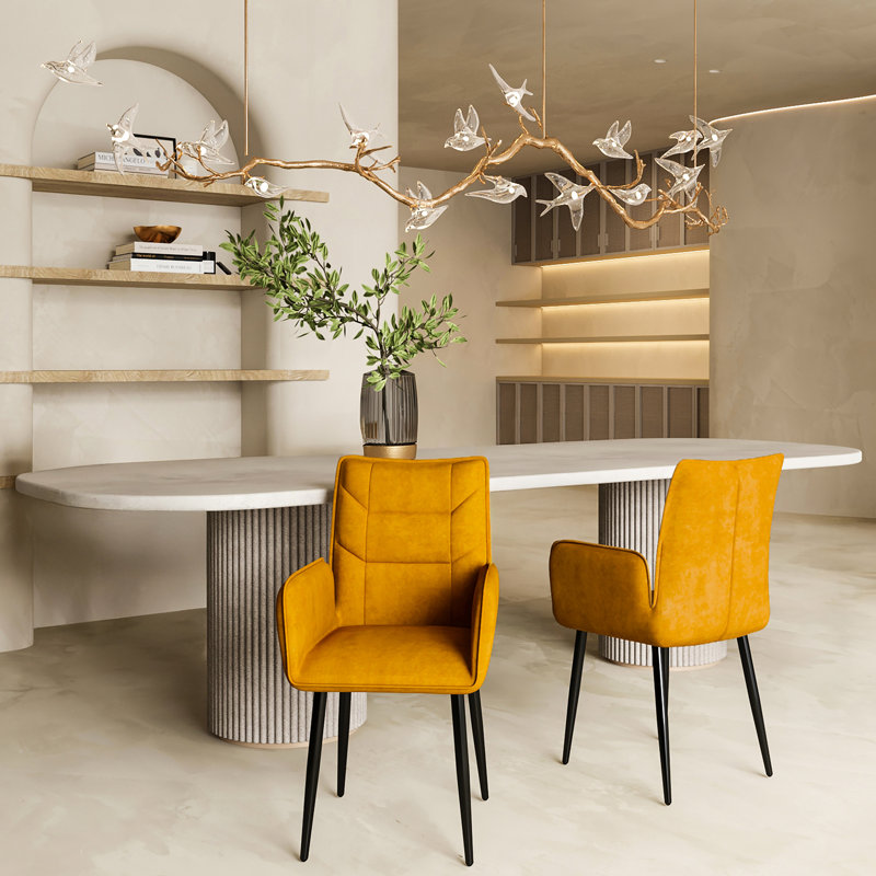 Chaises de salle à manger grises à 2 velours avec revêtement ergonomique et facile, pour la cuisine et le bureau à domicile