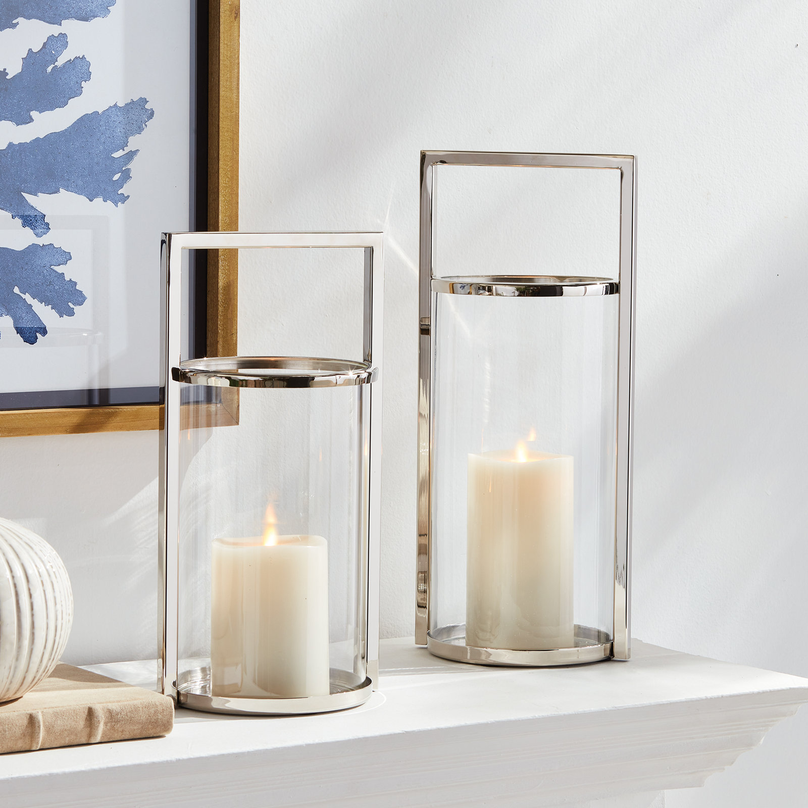 Glass Tabletop Hurricane, 14.5" H x 7.25" W x 6.25" D