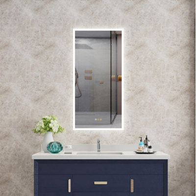 20" W 40"H Led Medicine Cabinet With Mirror, Dimmer, Outlets & Usb,  Recessed And Surface Mounting, Swing Right