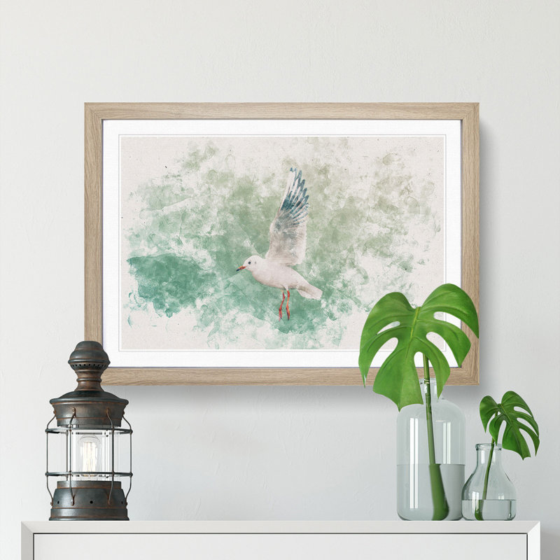Seagull - Picture Frame Painting Print, 24cm H x 33cm W x 2cm D, Oak Framed