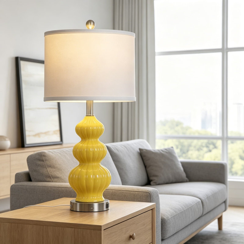 Ensemble de 2 lampes de table en céramique Modern, Jaune