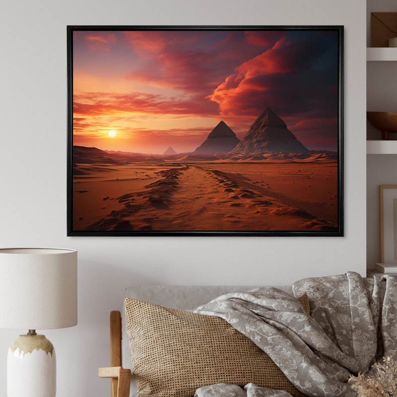 Égypte, paysage des sables éternels - reproduction sur toile, H 16 po x l 32 po x P 1 po, Cadre flottant noir