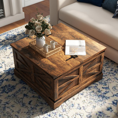 Farmhouse Square Storage Coffee Table with Hinged Lift Top for Living Room -  Gracie Oaks, 50378F60C5CD45F2BC15BF141CF6D559