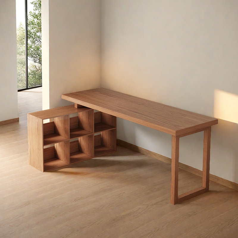 Bureau en L en bois massif avec armoires de rangement, H 29,53 po x l 70,87 po x P 40,16 po, Right Hand Return