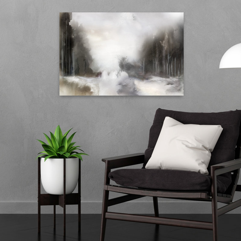 «Mist Over Silent Forest Path Abstract Contemporary Landscape Nature», art mural, H 16 po x l 24 po