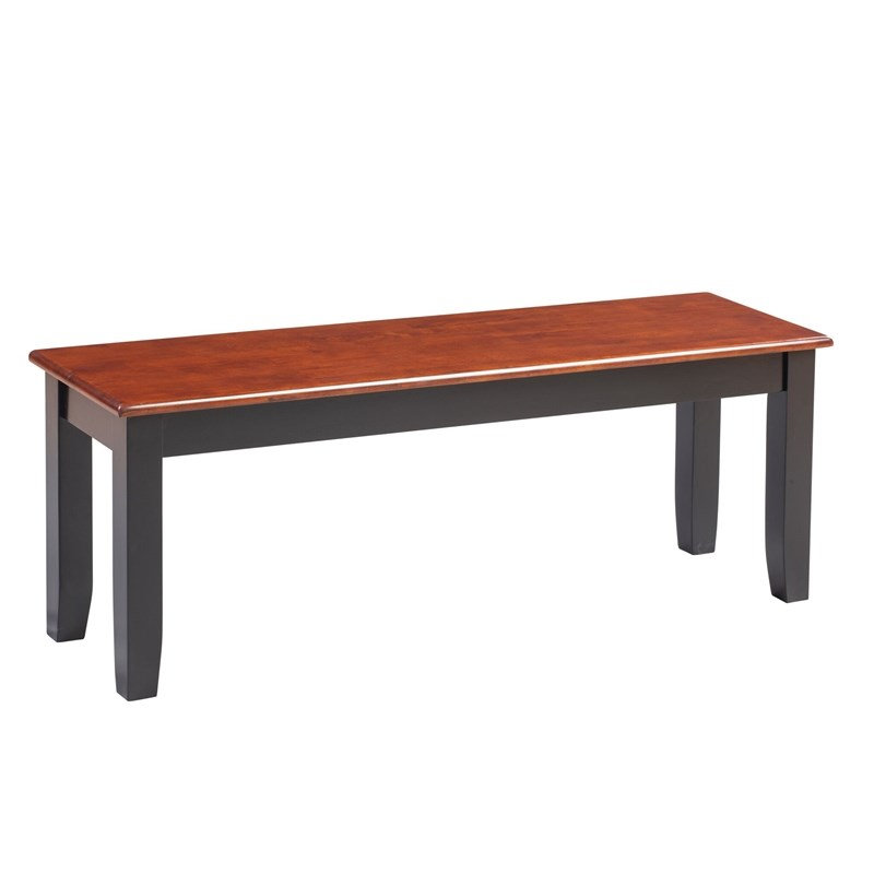  Banc de salle à manger en bois d'hévéa noir / cerisier, Multi-Colour, 17 " H x 48 " L x 14 " D