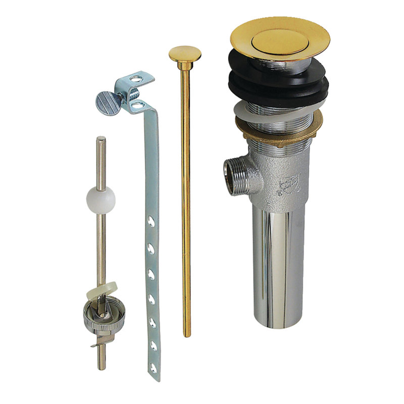 Kingston Brass Trimscape Brass Pop-Up Bathroom Sink Drain with Overflow, 22 Gauge, Satin Brass