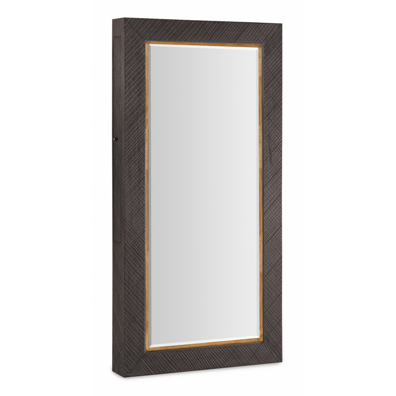 Big Sky Charcoal Wood and Resin Floor Mirror with Jewelry Storage