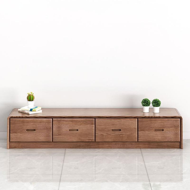 Meuble télé en bois de frêne, Noyer, H 13,8 po x L 81,9 po x l 17,7 po
