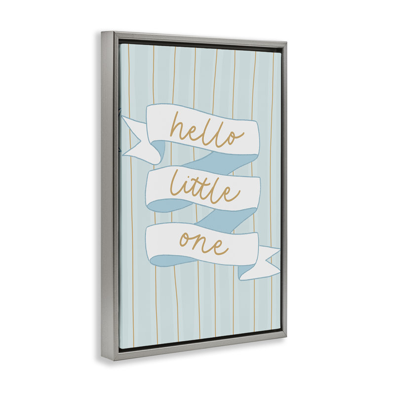 Cadre flottant bleu Hello Little One, design par Amanda Houston, H 25 po x l 17 po, Cadre flottant gris lustré