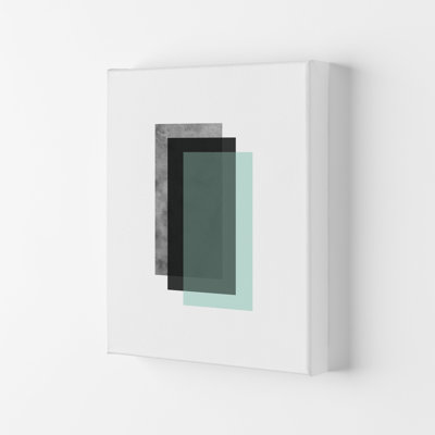 Geometric Mint And Black Rectangles by Pixy Paper - Print