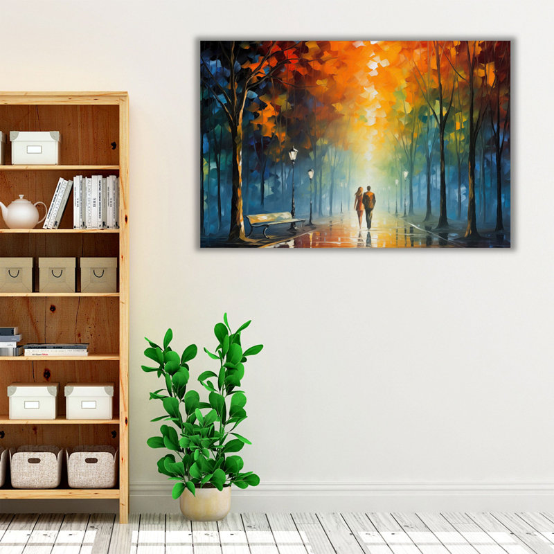«Glowing Park Romance 2», impression murale, Toile avec cadre blanc, H 40 po x l 60 po x P 1,25 po