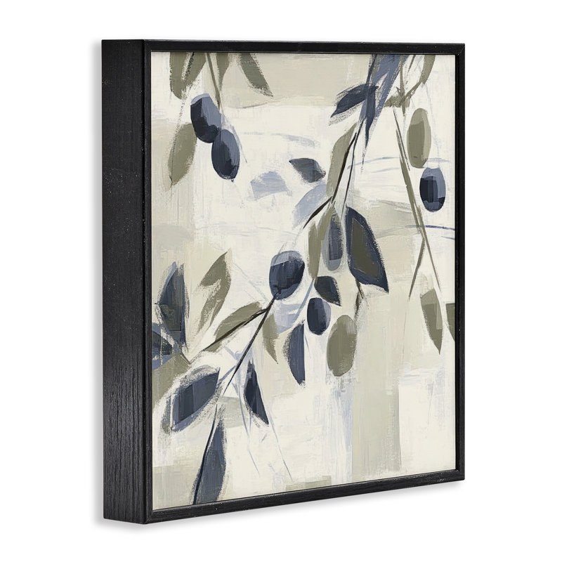 Giclée encadrée de verdure méditerranéenne douce, design par Mona Grace, Giclée encadrée noir minuit, H 12 po x l 12 po