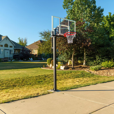 Lifetime Height Adjustable Bolt Down Basketball Hoop (54" Tempered Glass Backboard)