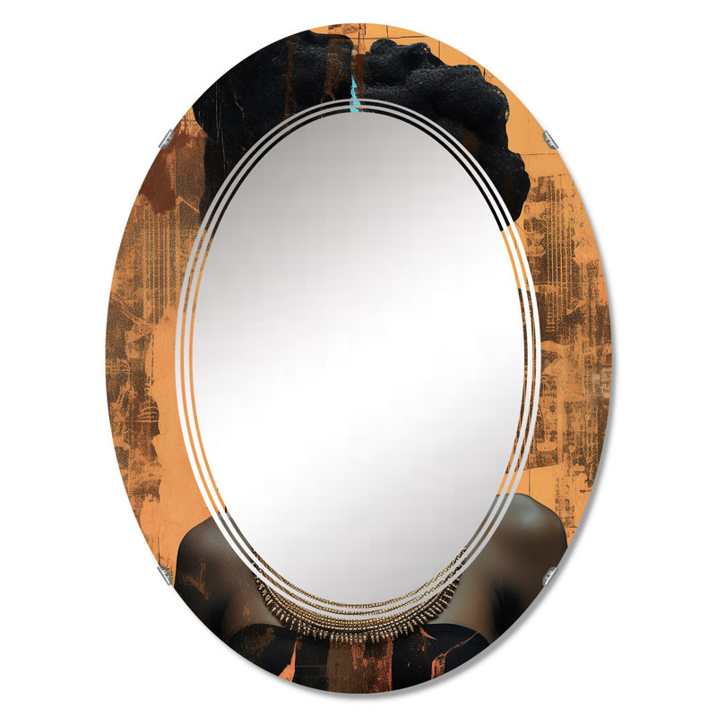 Halaka - Miroir mural moderne ovale, 36 po x 24 po