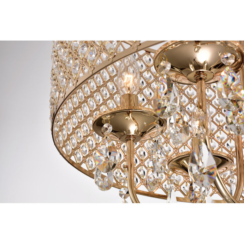 Lustre tambour 6 lumières Ivonna, Doré