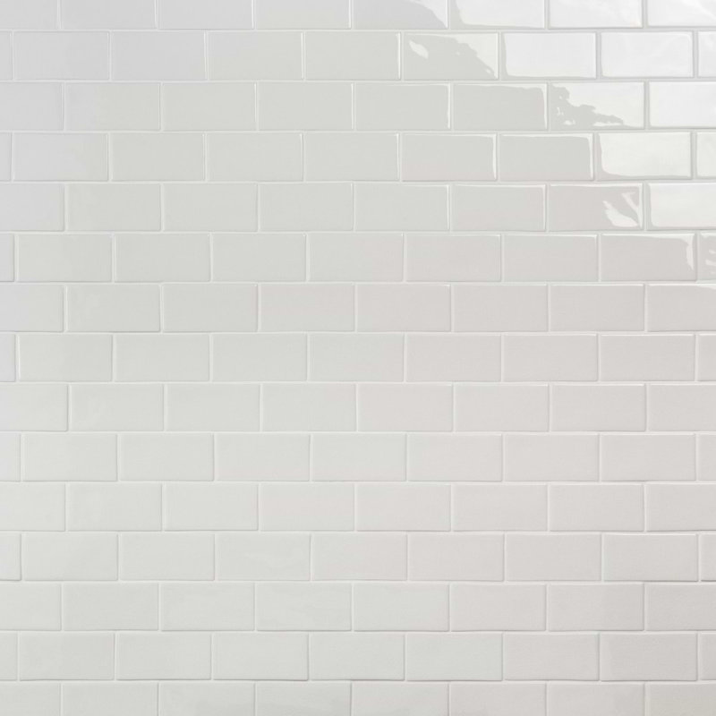 Nabi Subway 3X6 Crackled Glossy Glass Tile, Glacier White