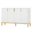 Buffet 59,74 "de luxe blanc et or avec rangement et portes géométriques-826357363