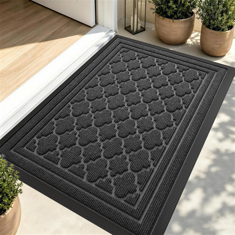 Ingelbert Personalizable Non-Slip Doormat, 47" W x 71" L, Gray