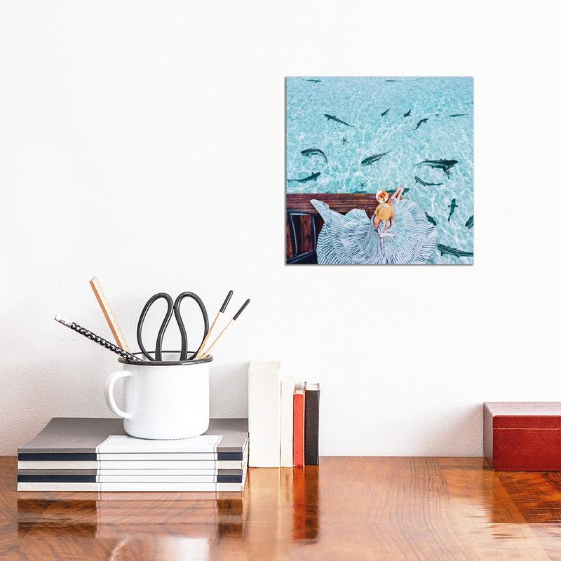 "Déjeuner avec Sharks" par Hobopeeba-reproduction de photo, Pas de tapis, Toile tendue, H 12 po x l 12 po x P 1,5 po