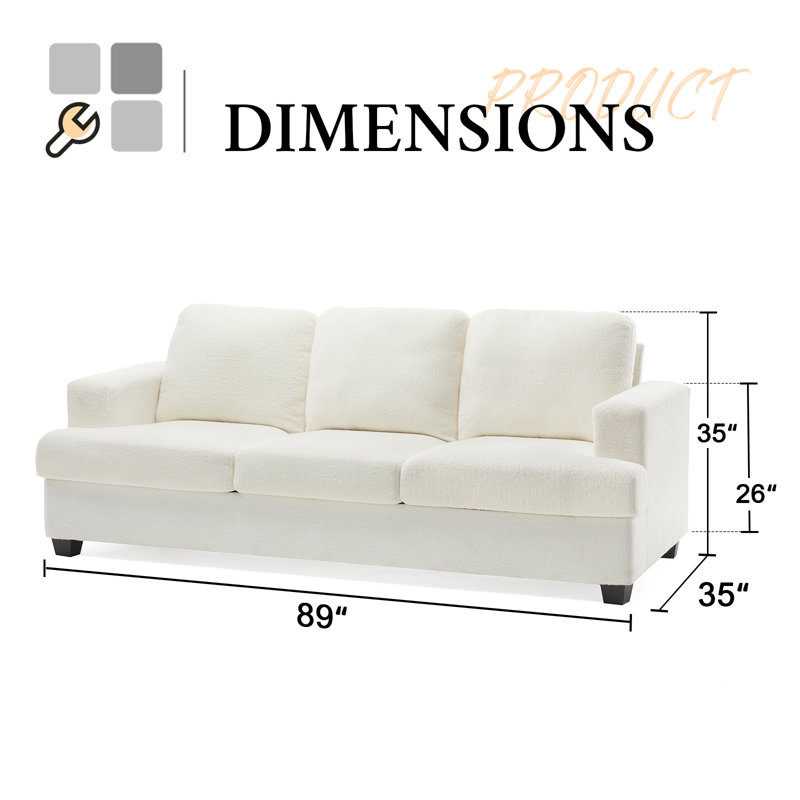 Belosic Upholstered 89'' Sofa, Off-White Boucle